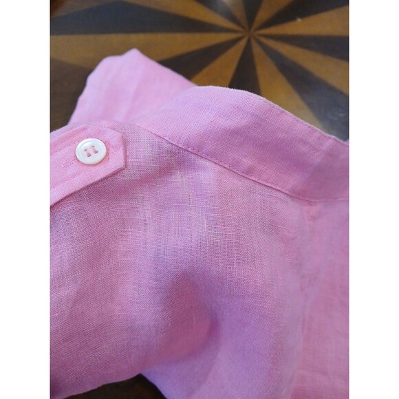 Theory Womens Linen Top Tank Medium Bright Pink Pockets Button Up Hidden Placket - Picture 10 of 12